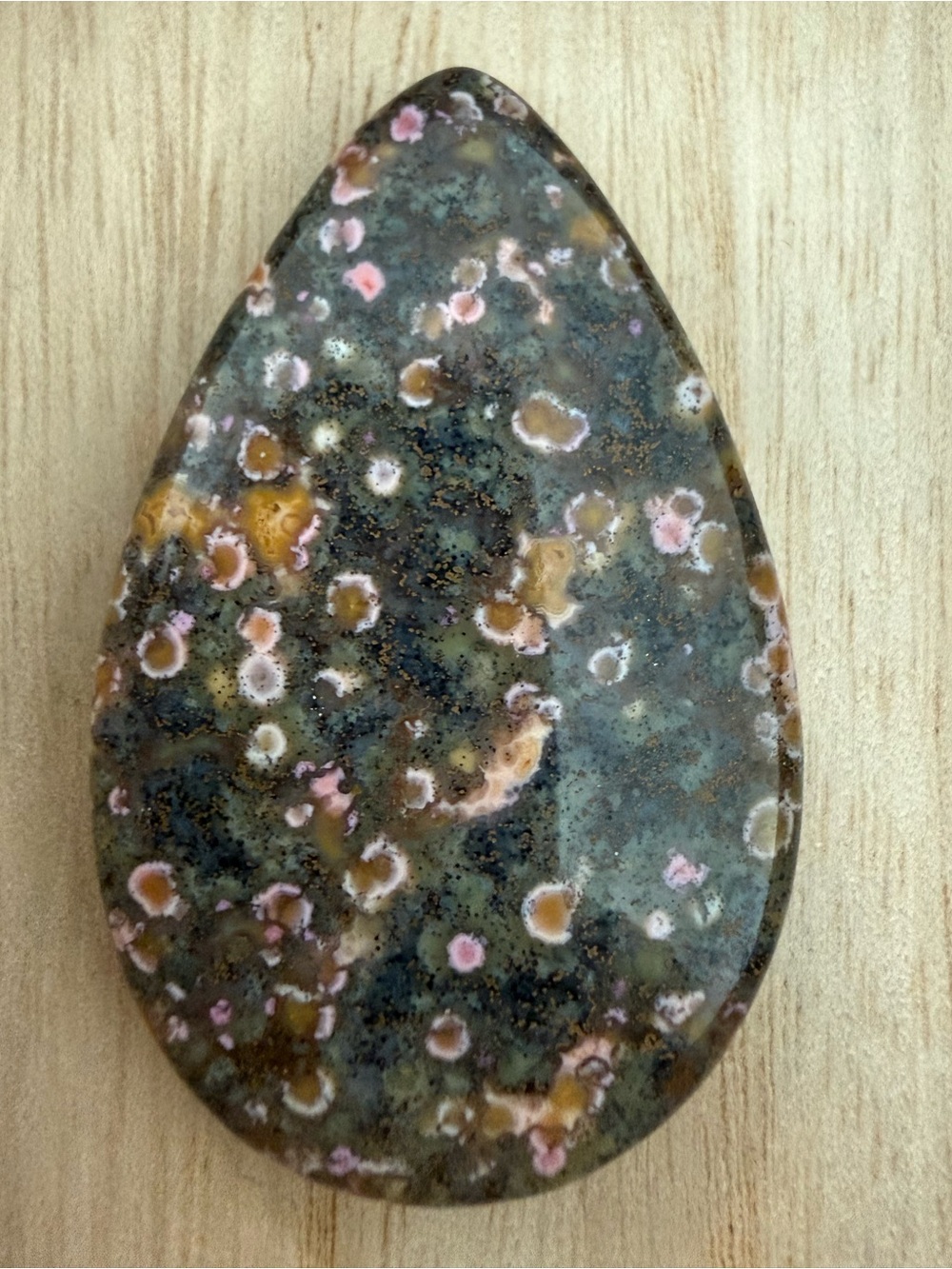 Natural Ocean Jasper Teardrop Cabochon Statement Stone 2"x1.5"